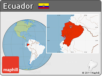 Savanna Style Location Map of Ecuador, highlighted continent