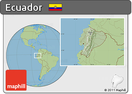 Savanna Style Location Map of Ecuador, hill shading inside