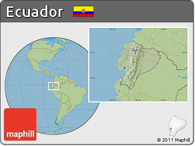Savanna Style Location Map of Ecuador, hill shading inside