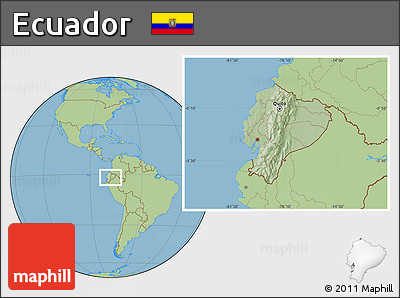 Savanna Style Location Map of Ecuador, hill shading inside