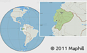 Savanna Style Location Map of Ecuador, lighten, semi-desaturated, land only