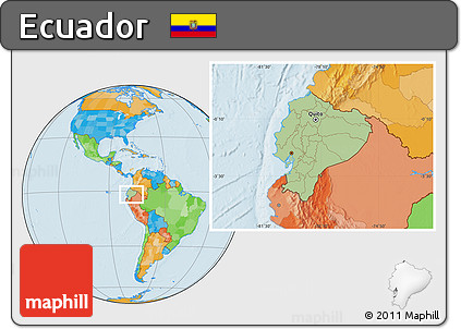 Savanna Style Location Map of Ecuador, political outside
