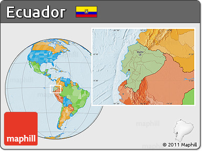 Savanna Style Location Map of Ecuador, political outside
