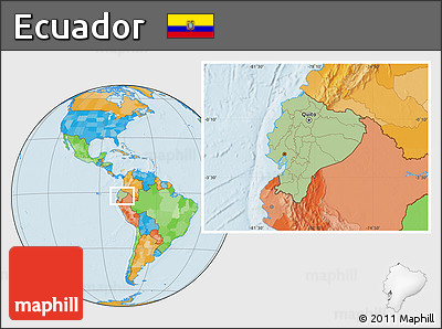 Savanna Style Location Map of Ecuador, political outside