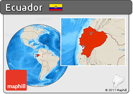 Shaded Relief Location Map of Ecuador