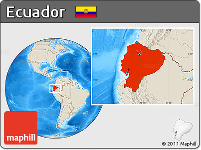 Shaded Relief Location Map of Ecuador