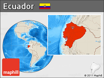 Shaded Relief Location Map of Ecuador
