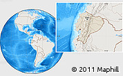 Shaded Relief Location Map of Ecuador, lighten, land only