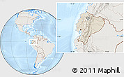 Shaded Relief Location Map of Ecuador, lighten