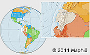 Shaded Relief Location Map of Ecuador, political outside
