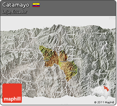 Satellite 3D Map of Catamayo, lighten, semi-desaturated