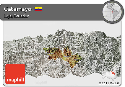 Satellite Panoramic Map of Catamayo, lighten, semi-desaturated