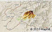 Physical 3D Map of Celica, shaded relief outside
