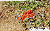 Political 3D Map of Celica, satellite outside