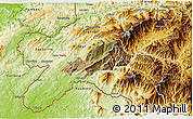 Satellite 3D Map of Celica, physical outside