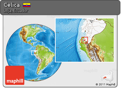 Physical Location Map of Celica, highlighted country