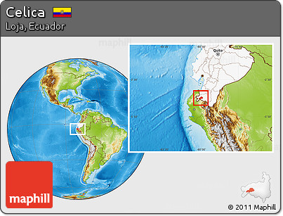Physical Location Map of Celica, highlighted country