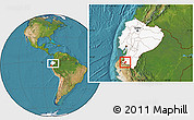 Satellite Location Map of Celica, highlighted country, within the entire country