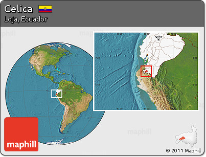 Satellite Location Map of Celica, highlighted country