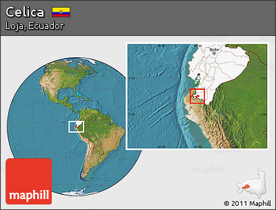 Satellite Location Map of Celica, highlighted country