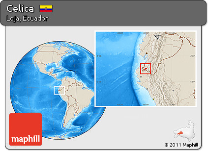 Shaded Relief Location Map of Celica