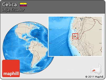 Shaded Relief Location Map of Celica