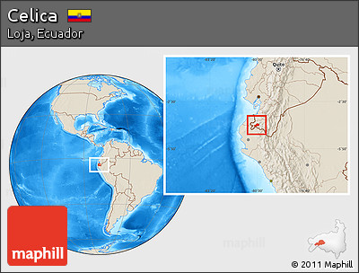 Shaded Relief Location Map of Celica