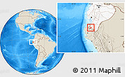 Shaded Relief Location Map of Celica, highlighted country