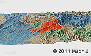 Political Panoramic Map of Celica, semi-desaturated
