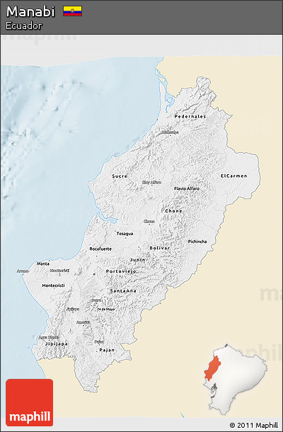 Classic Style 3D Map of Manabi, single color outside