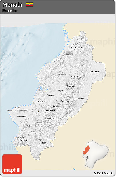 Classic Style 3D Map of Manabi, single color outside
