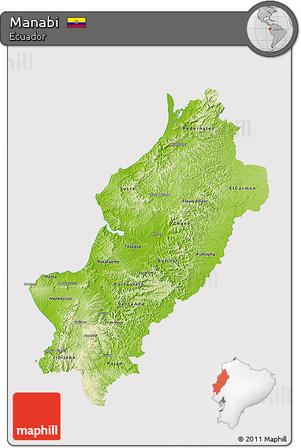 Physical 3D Map of Manabi, cropped outside