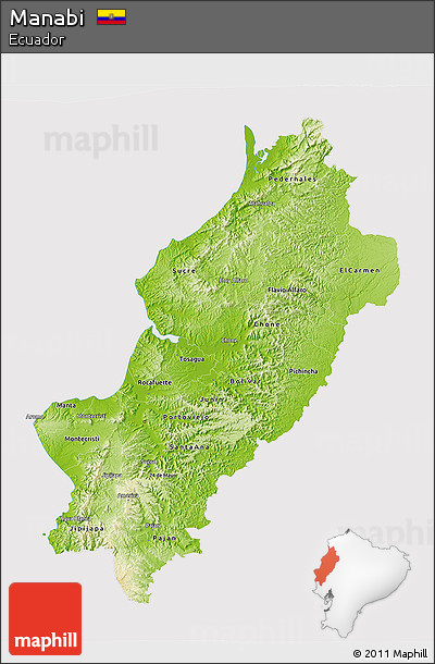 Physical 3D Map of Manabi, cropped outside