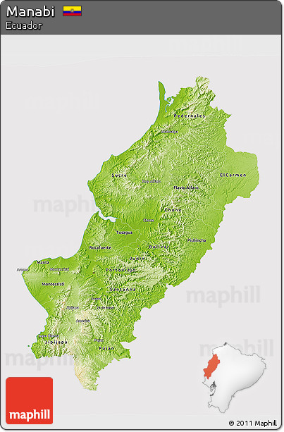 Physical 3D Map of Manabi, cropped outside