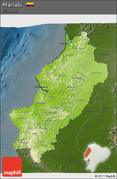 Physical 3D Map of Manabi, darken