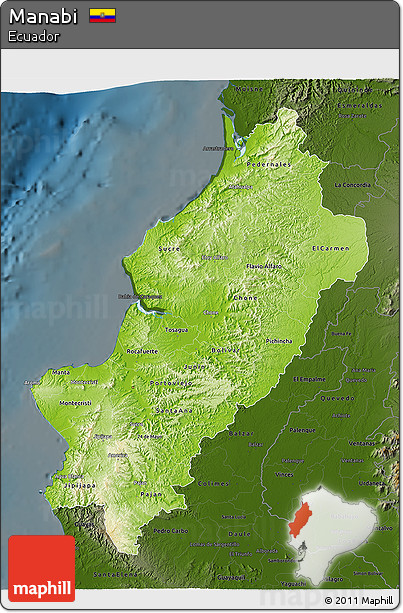 Physical 3D Map of Manabi, darken