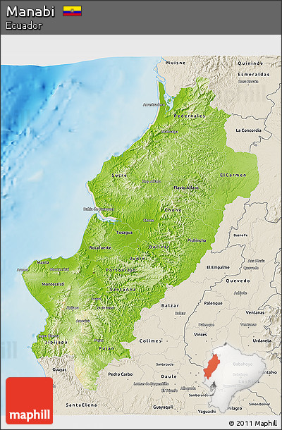 Physical 3D Map of Manabi, shaded relief outside