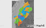 Political 3D Map of Manabi, darken, desaturated
