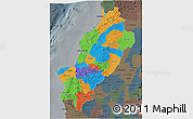 Political 3D Map of Manabi, darken, semi-desaturated