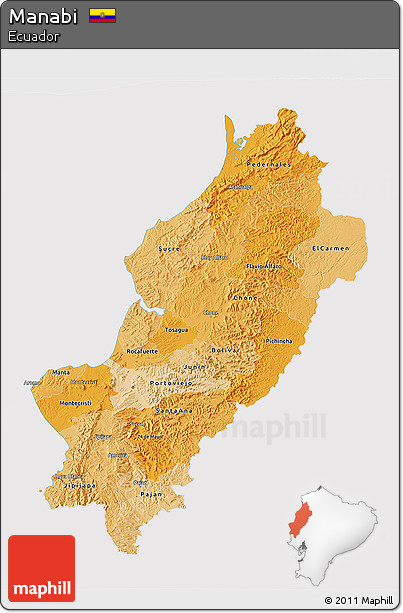 Political Shades 3D Map of Manabi, cropped outside