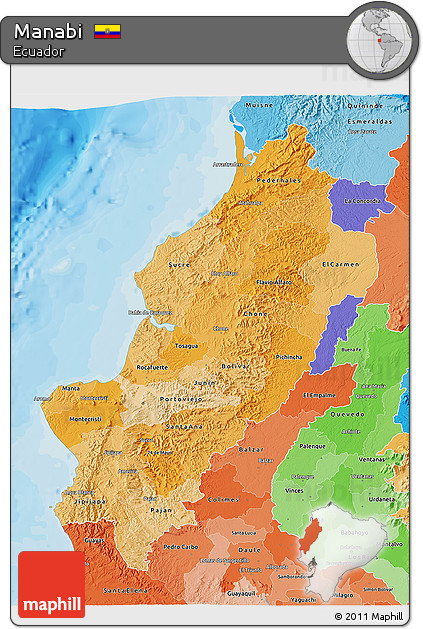 Political Shades 3D Map of Manabi