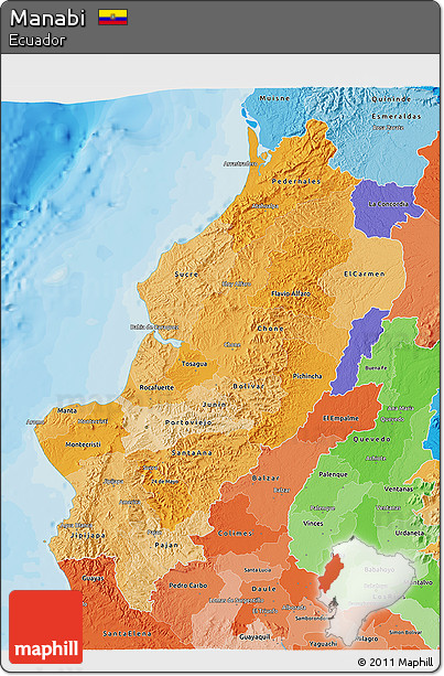 Political Shades 3D Map of Manabi