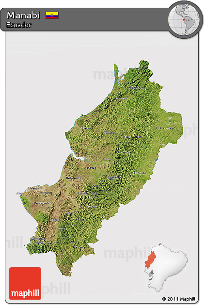 Satellite 3D Map of Manabi, cropped outside