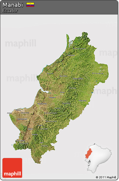 Satellite 3D Map of Manabi, cropped outside