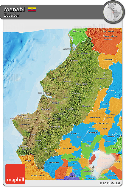 Satellite 3D Map of Manabi, political outside