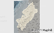 Shaded Relief 3D Map of Manabi, darken, semi-desaturated