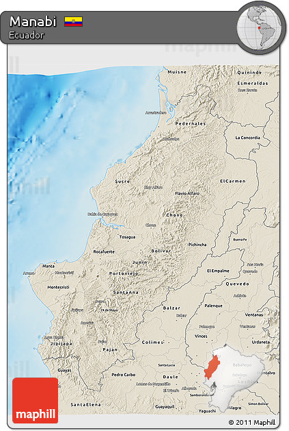 Shaded Relief 3D Map of Manabi