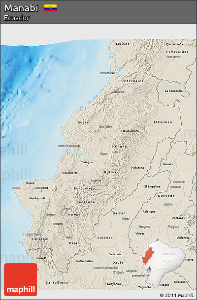 Shaded Relief 3D Map of Manabi