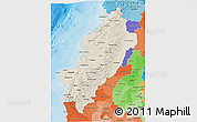 Shaded Relief 3D Map of Manabi, political shades outside