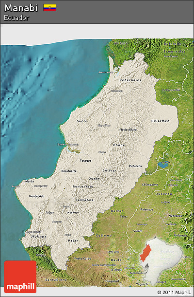 Shaded Relief 3D Map of Manabi, satellite outside